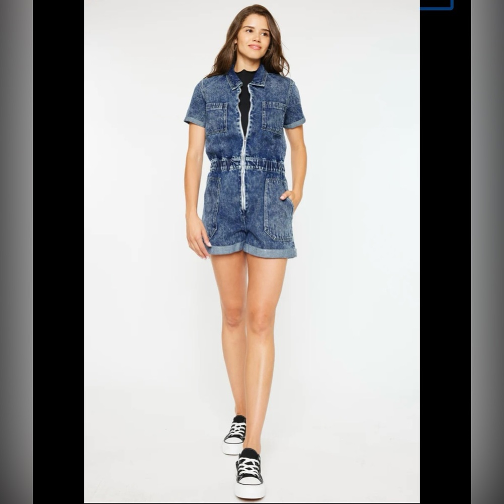 Kan Can Los Angeles Romper with Shorts - Blue Jean - Size: Large
